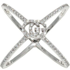 Gucci Rings 18K White Gold Diamond GG Running Xring Full Diamond